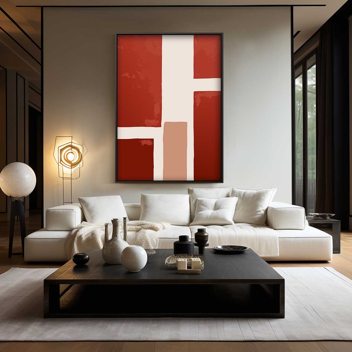 Warm Abstract Grid – modern portret kunstwerk van WallArtistic