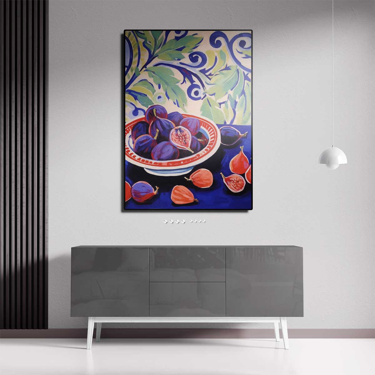 Kleurrijk Stilleven met Vijgen – staand kunstwerk voor modern interieur