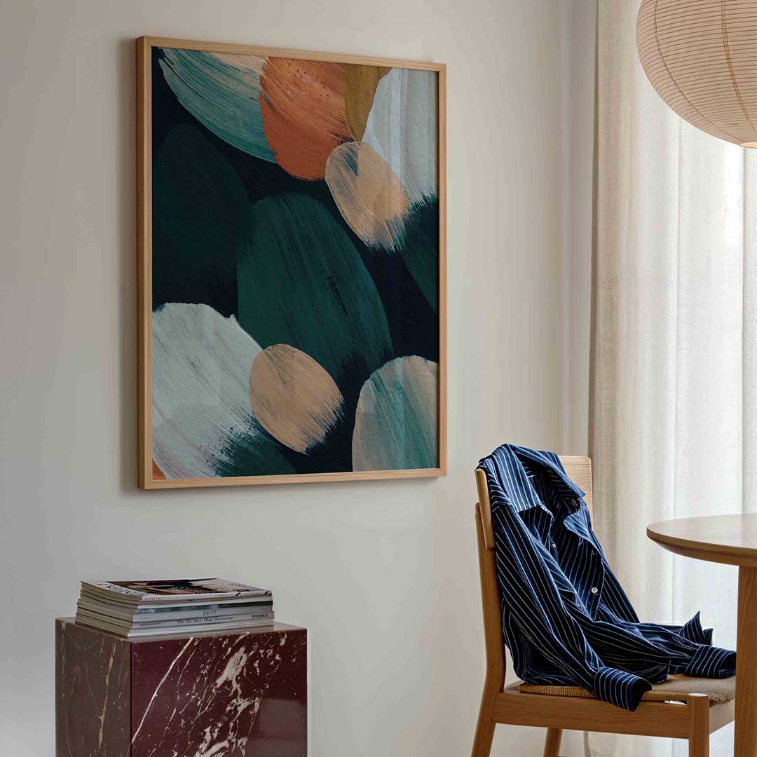 Abstracte penseelstreken – artistieke poster in staand formaat