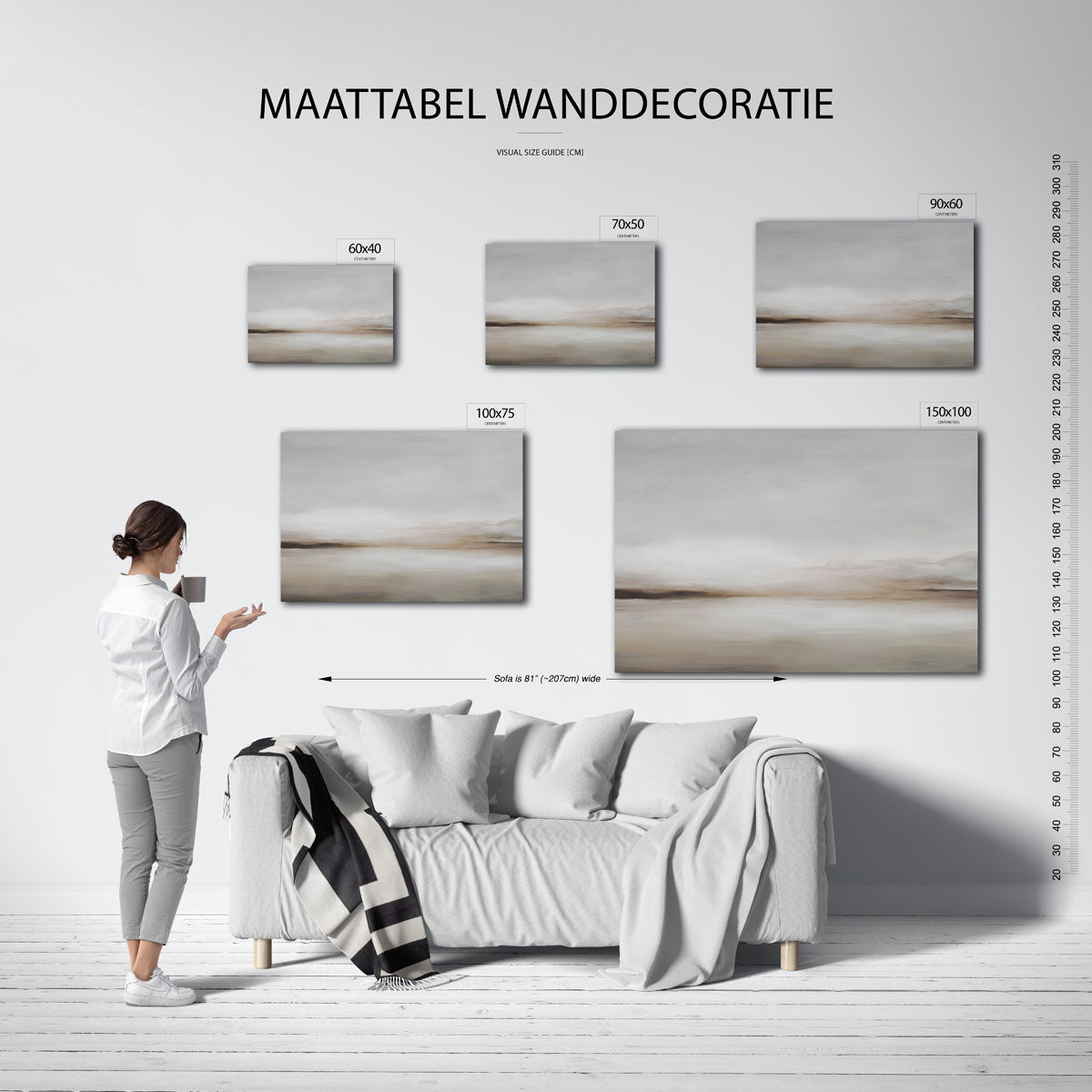 Rustige landschapstinten – moderne liggende wandkunst