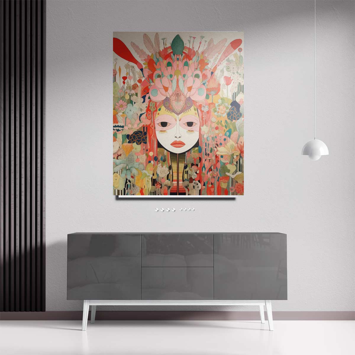 Vrolijke Fantasiegezichten – staande wandkunst voor woonkamer of interieur