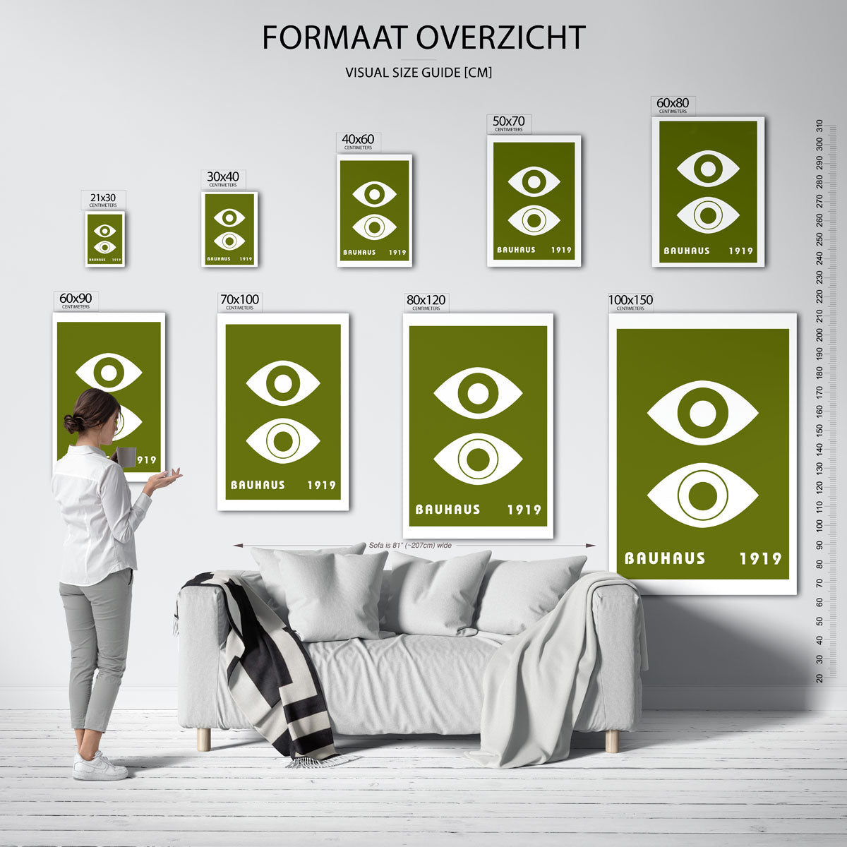 Oogvormen en tekst – Bauhaus poster als moderne geometrische wanddecoratie