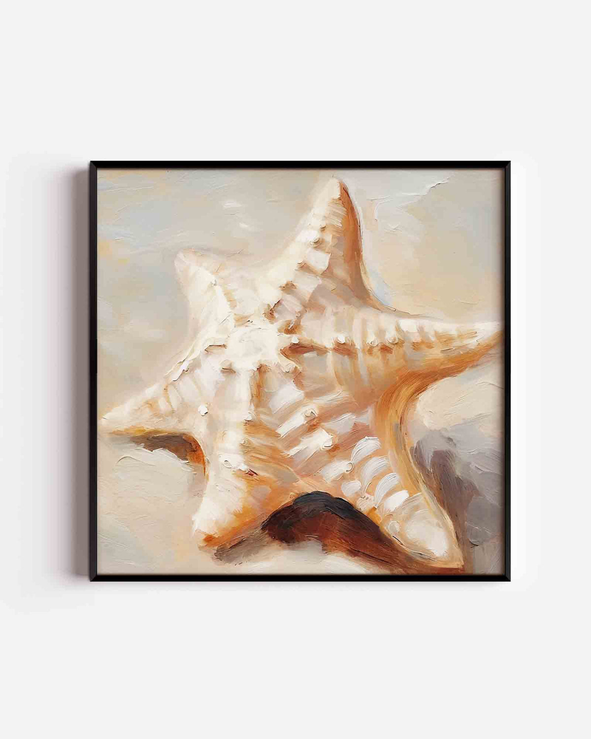 Zeester in beige – vierkante dierenposter als wanddecoratie