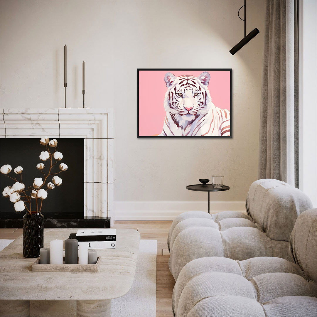 Tijgerportret in pastel – liggende wanddecoratie