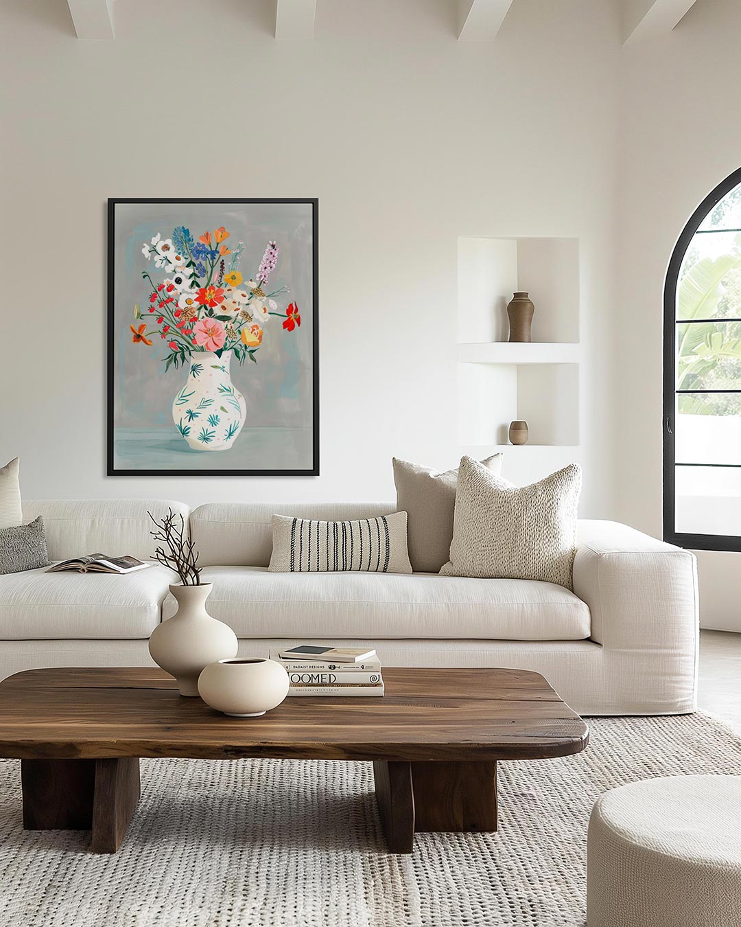 Bloemrijke vaas – moderne staande wandkunst