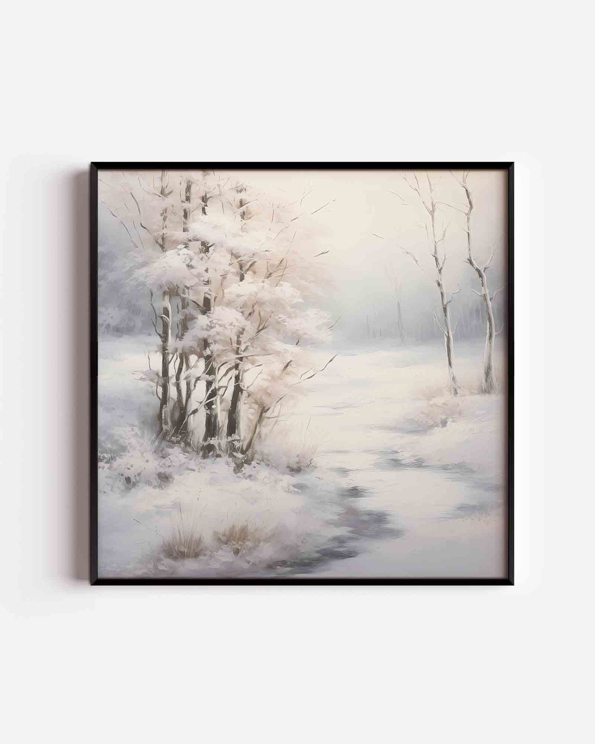 Winterlandschap met bomen – kerst vierkante poster als wanddecoratie