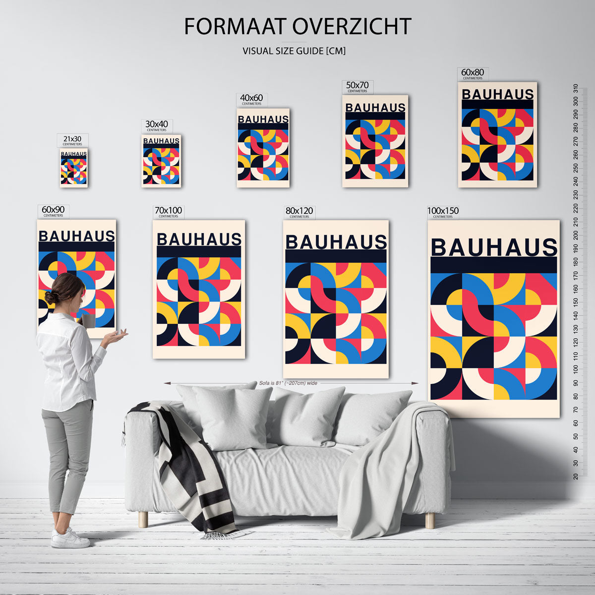 Vorm en kleur – geometrische poster in Bauhaus-stijl van WallArtistic