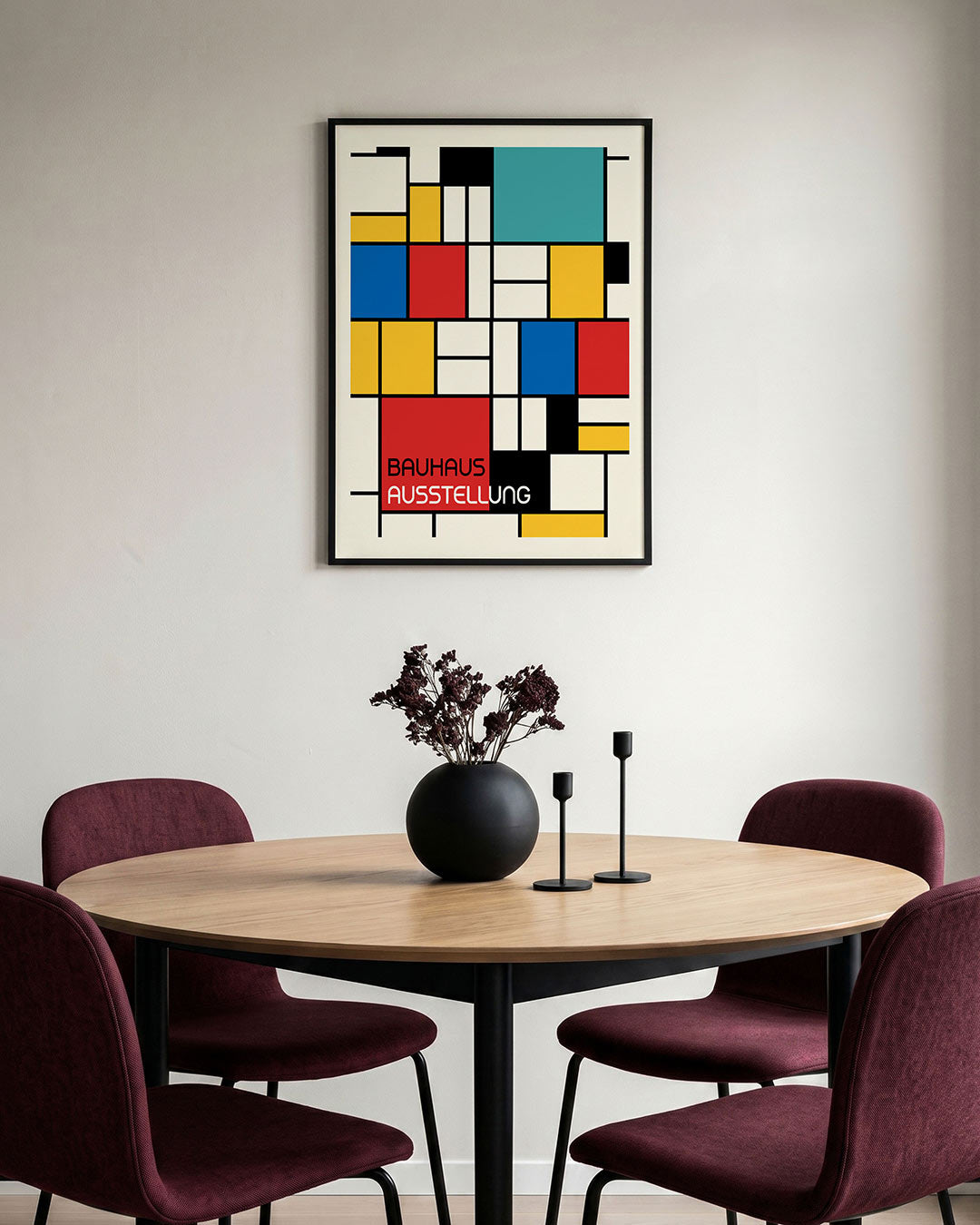 Vorm en kleurvlakken – staande Bauhaus poster voor aan de muur