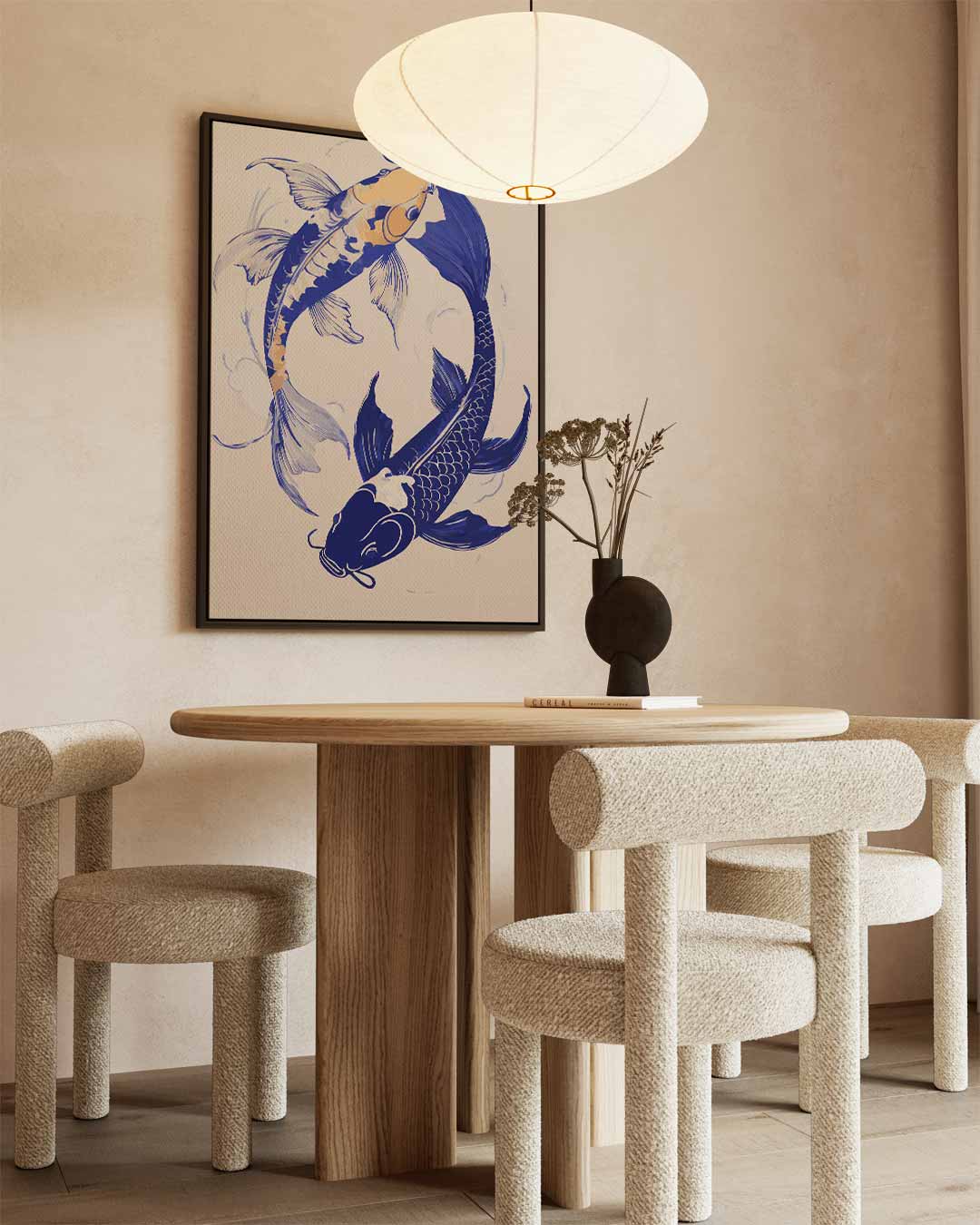 Vrolijke Koi Vissen Dans – staand kunstwerk voor modern interieur