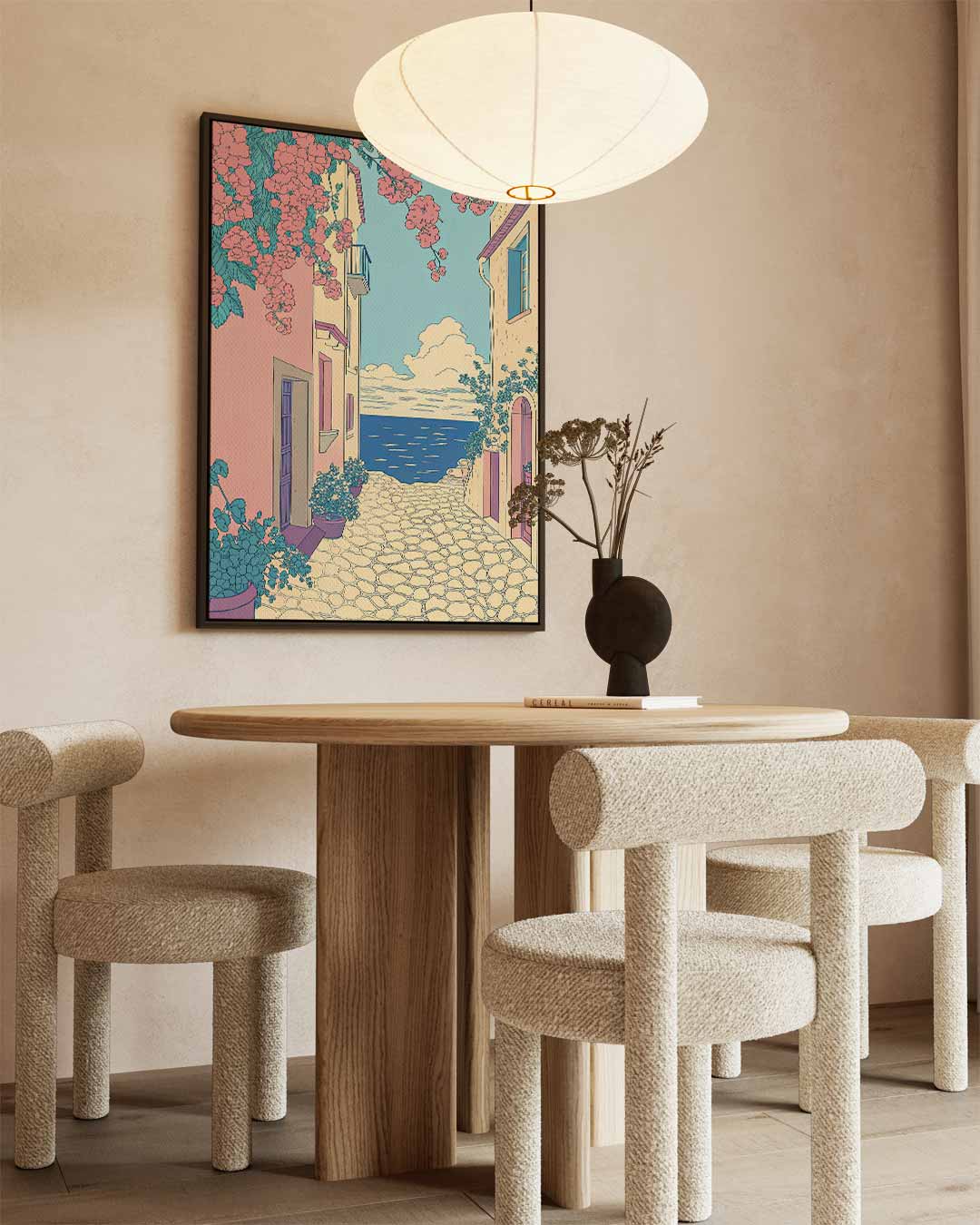 Zomerse Straat aan Zee – staand kunstwerk voor modern interieur
