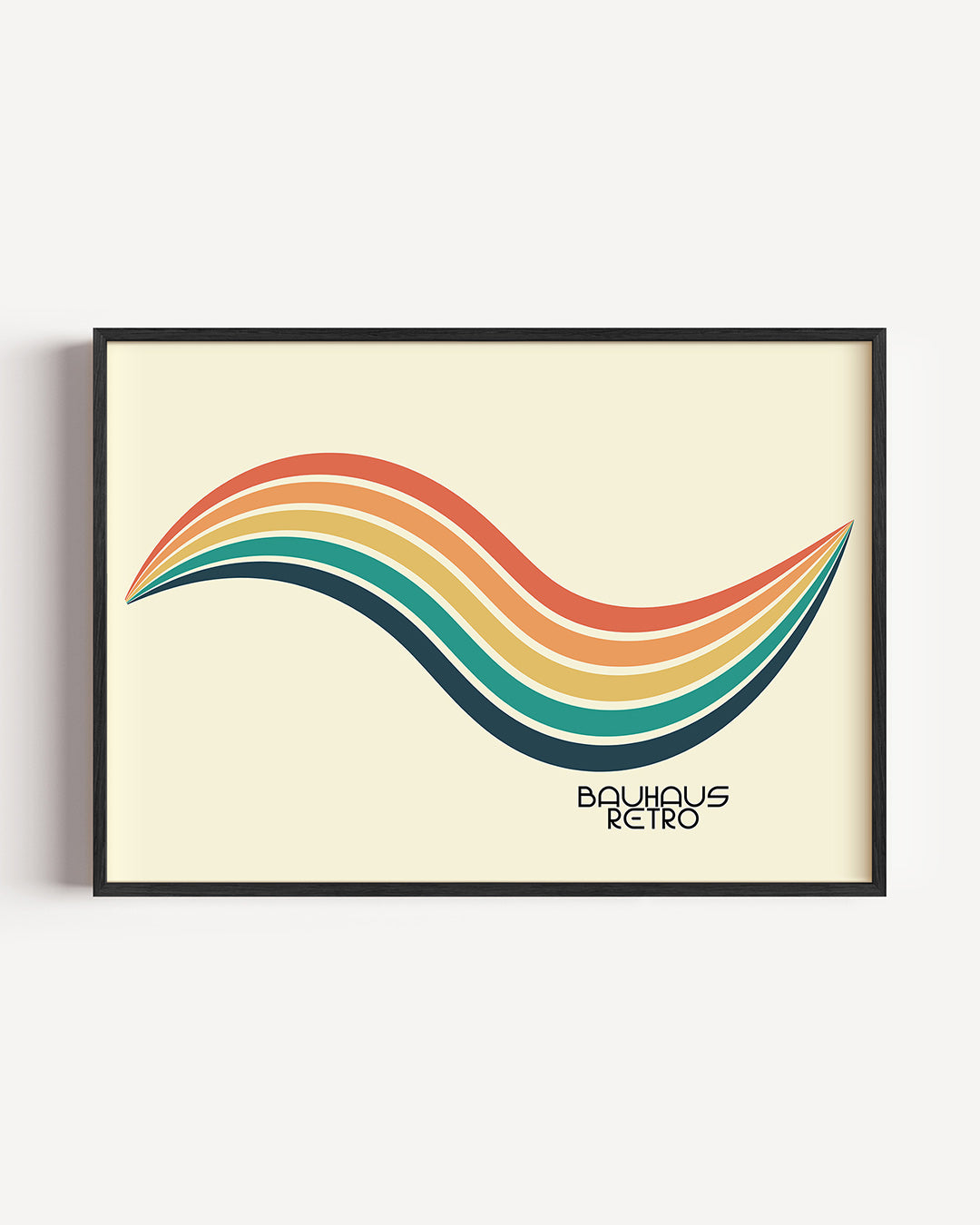 Golvend kleurenspel – liggende Bauhaus poster als wanddecoratie