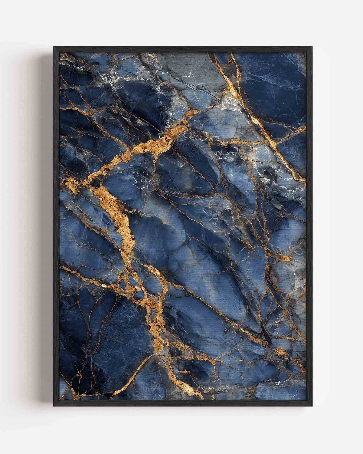 Blauwe en gouden aderen – abstracte portret poster als wanddecoratie