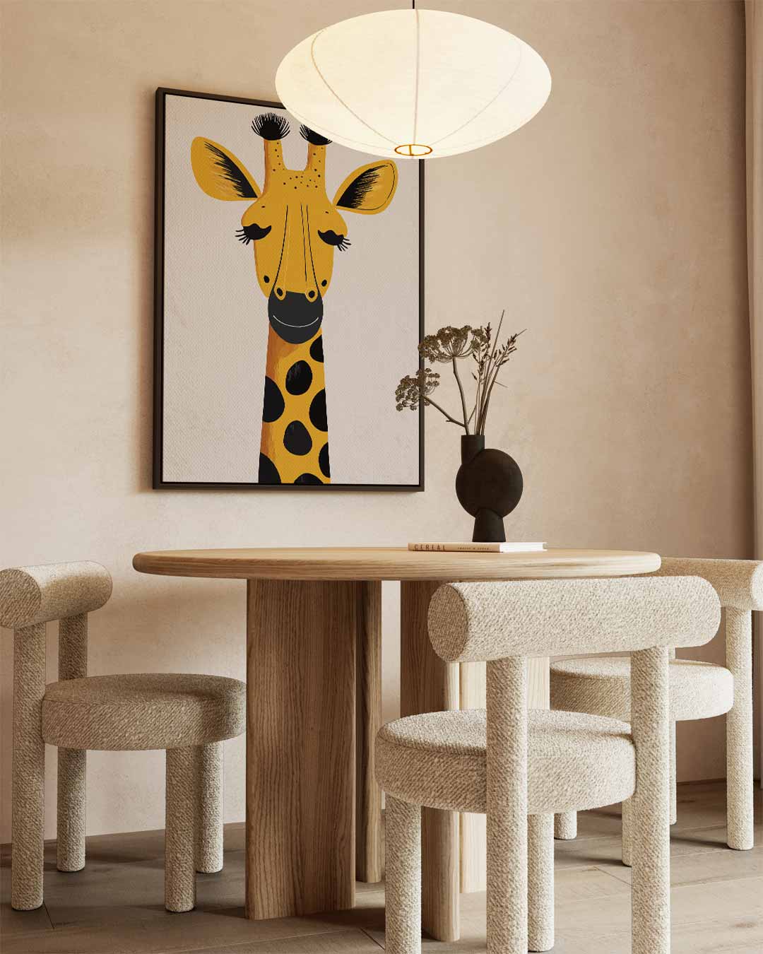 Vrolijke Giraffe Illustratie – staand kunstwerk voor modern interieur