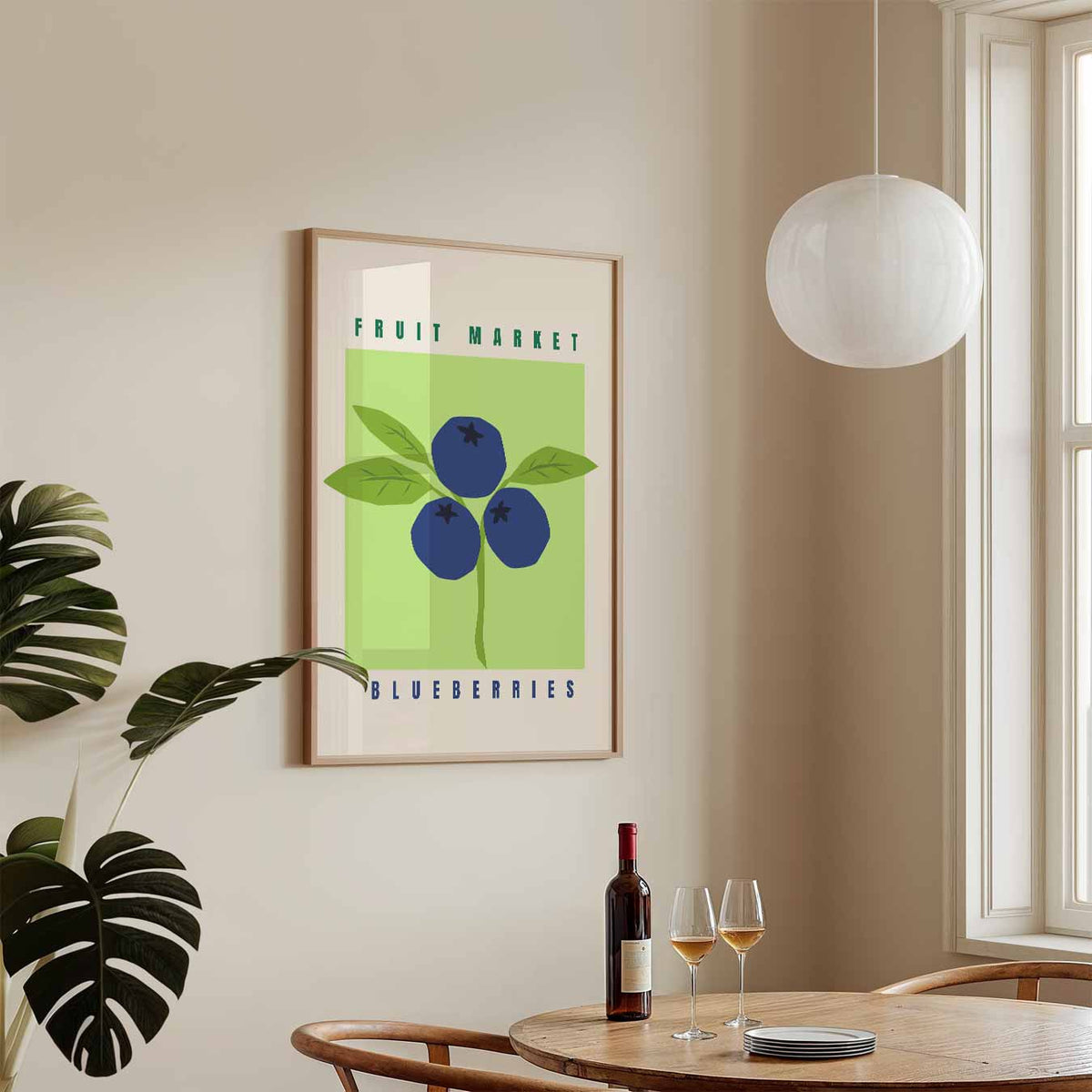 Blauwe Bessen Fruitmarkt – staande keuken wanddecoratie van WallArtistic