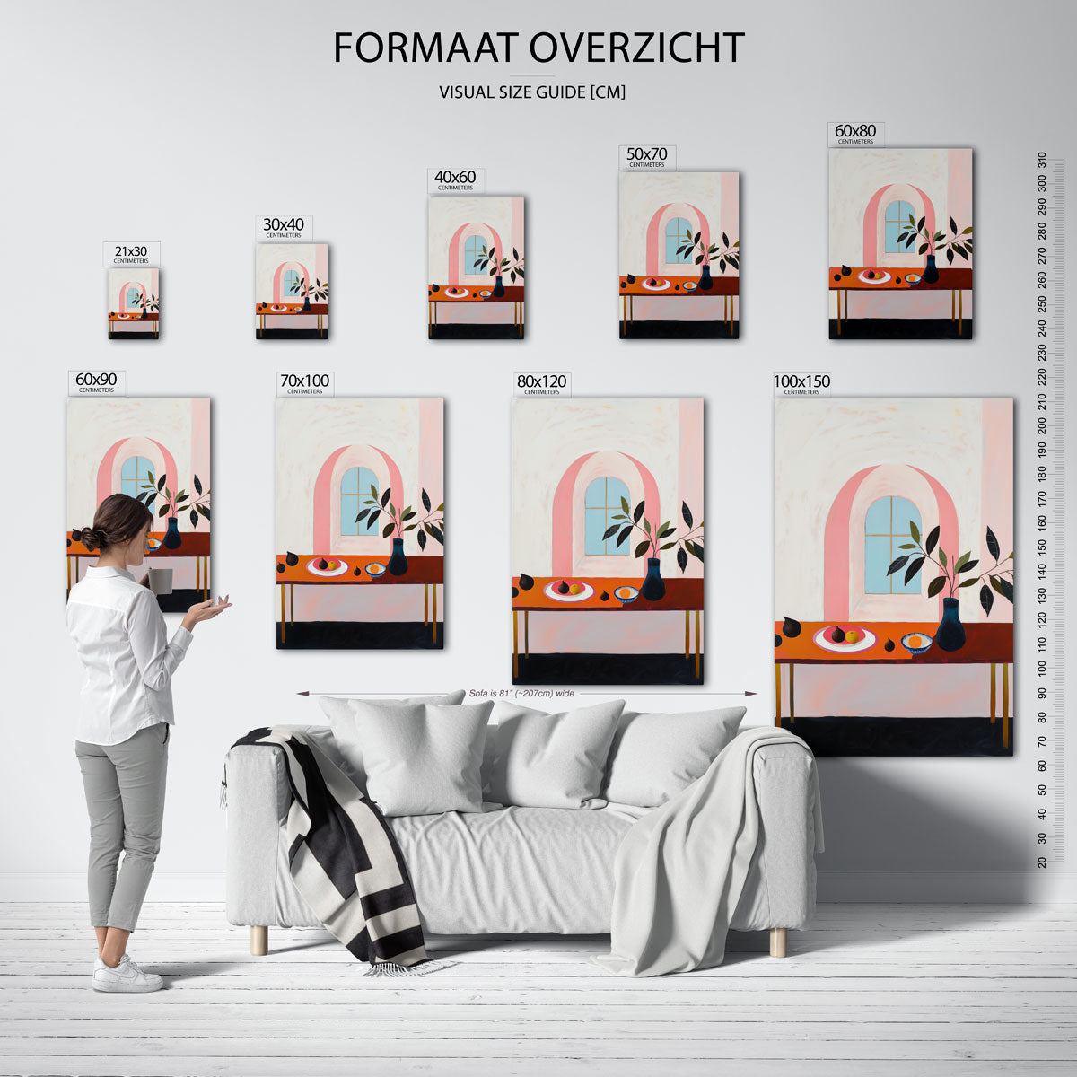 Stilleven met tafel en raam – staande muurposter met jungle thema