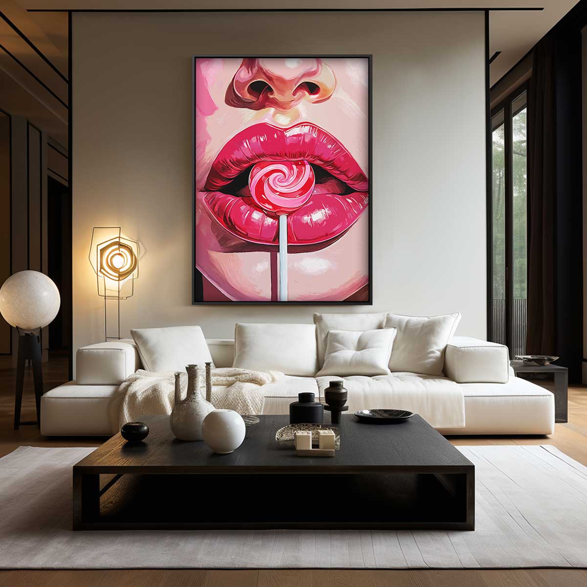Pop Art Lolly Lips – modern portret kunstwerk van WallArtistic