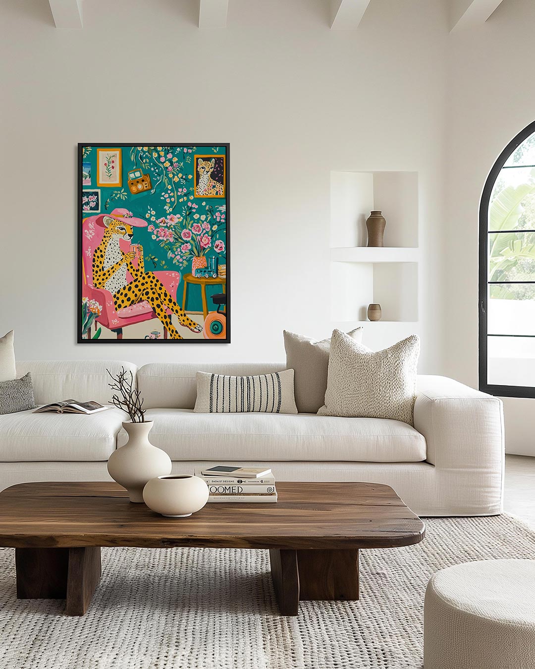 Vrolijke luipaardkamer – staand wanddecoratie kunstwerk