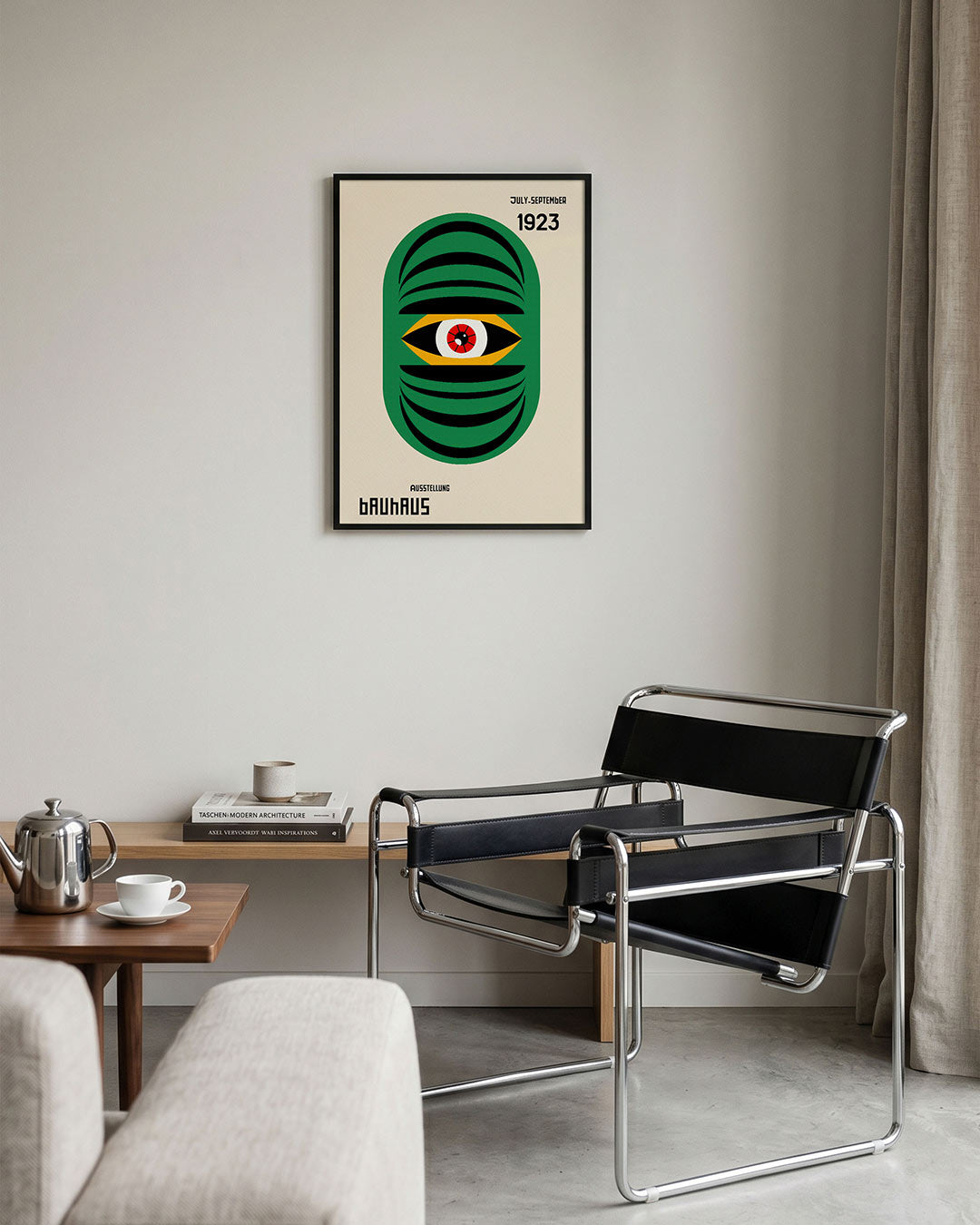 Oogvorm en lijnen – geometrische Bauhaus poster in staand formaat
