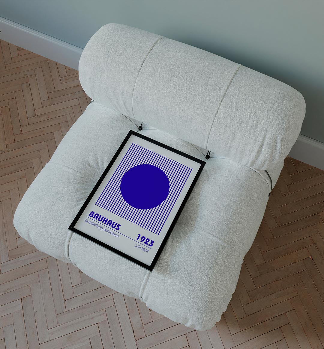 Lijnen en cirkel – staande Bauhaus poster voor aan de muur