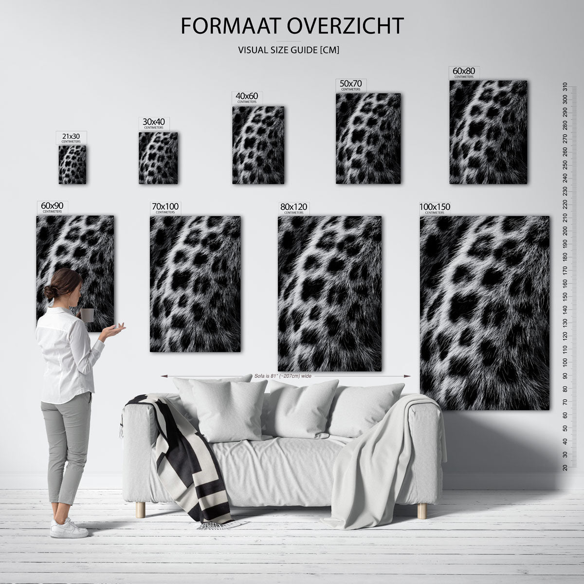 Gevlekte vacht – staande muurposter met safari thema