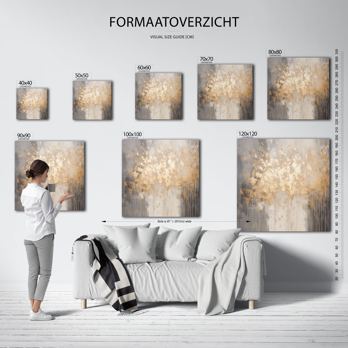 Abstracte gouden textuur – vierkante muurposter met abstracte vormen