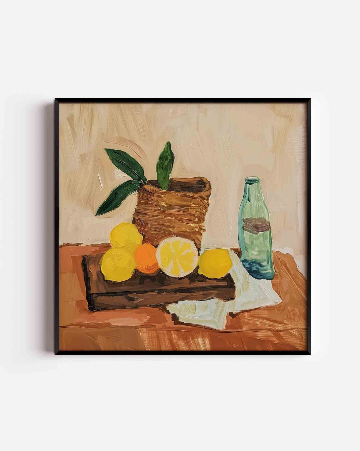 Fruit en fles – design vierkante poster als wanddecoratie