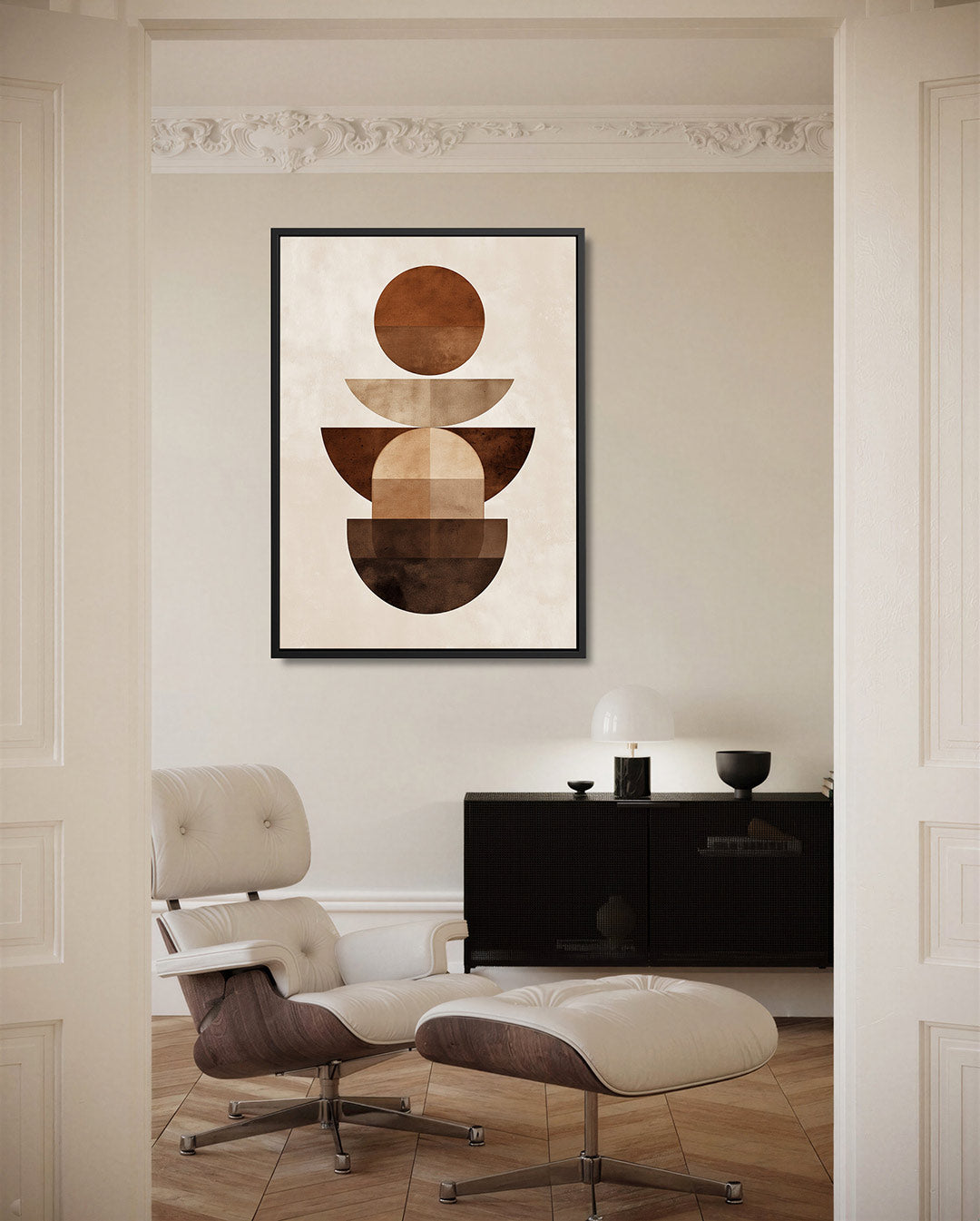 Geometrische vormen compositie – moderne staande wandkunst