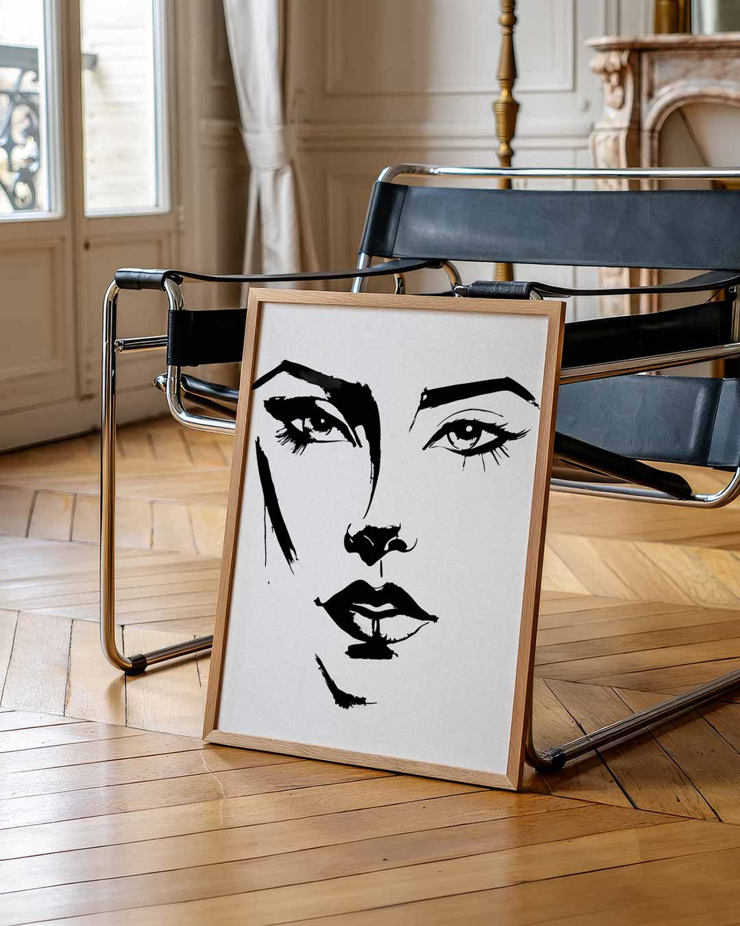 Elegante Vrouwengezicht Illustratie – urban poster in staand formaat