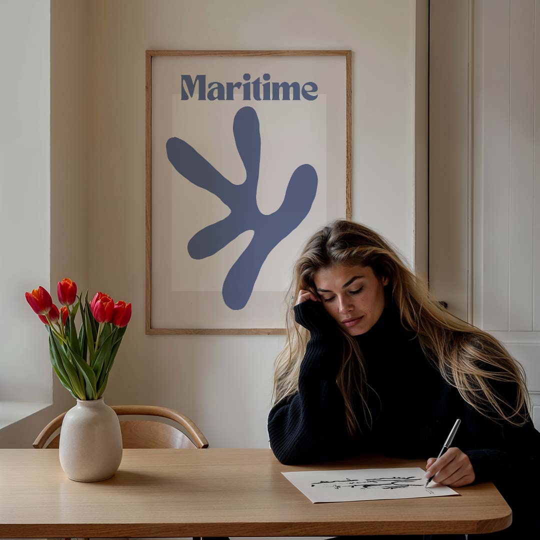 Maritime Botanische Kunst – staande muurposter met kleurrijke abstracte vormen