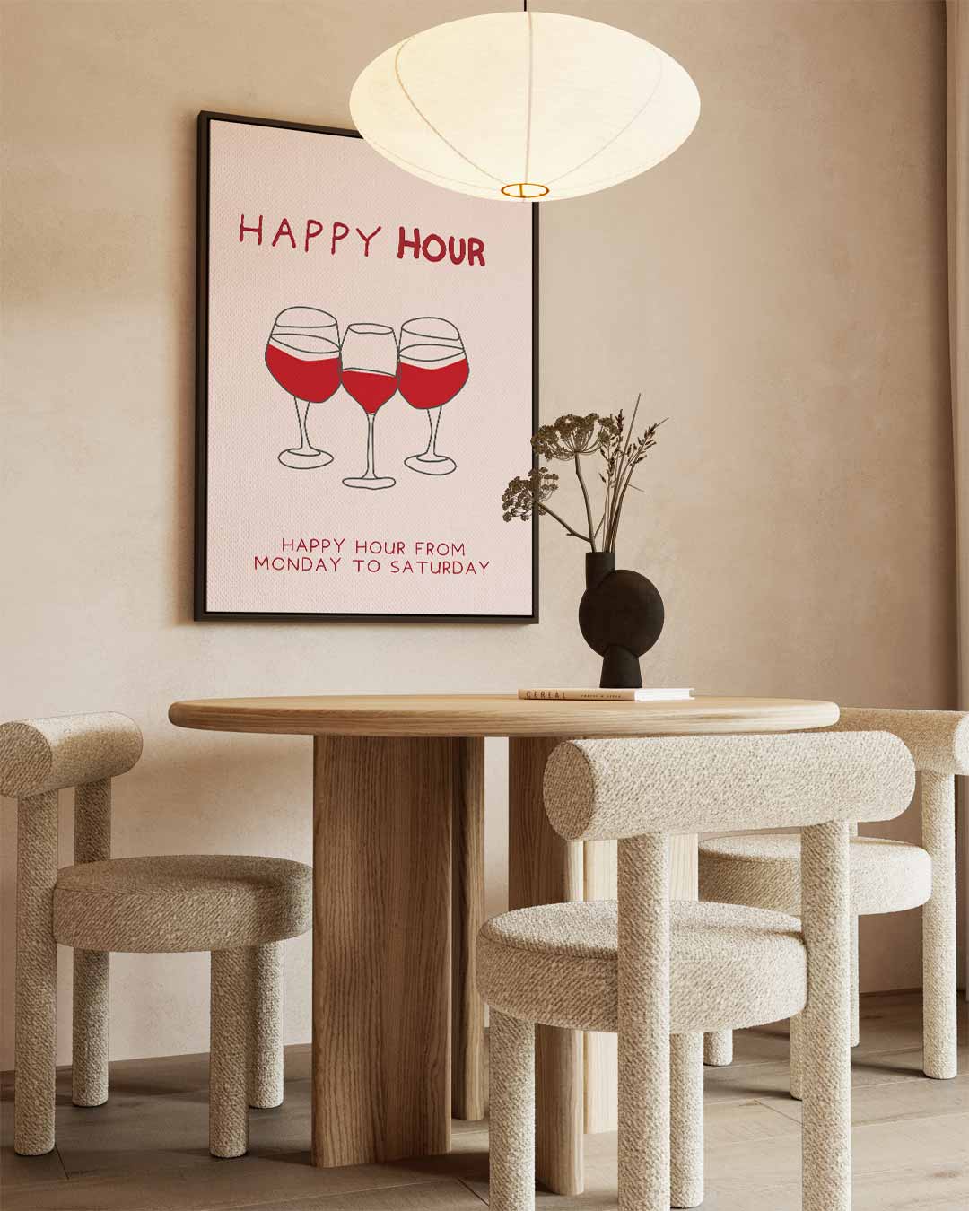 Happy Hour Illustratie – canvas wanddecoratie in portret formaat