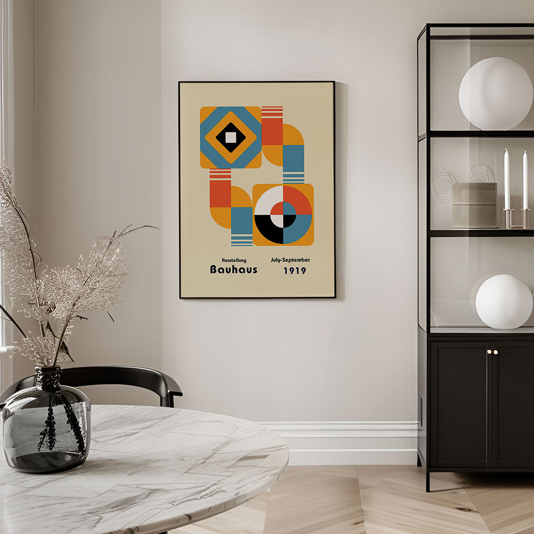 Vormen en vlakkenspel – geometrische Bauhaus poster in staand formaat