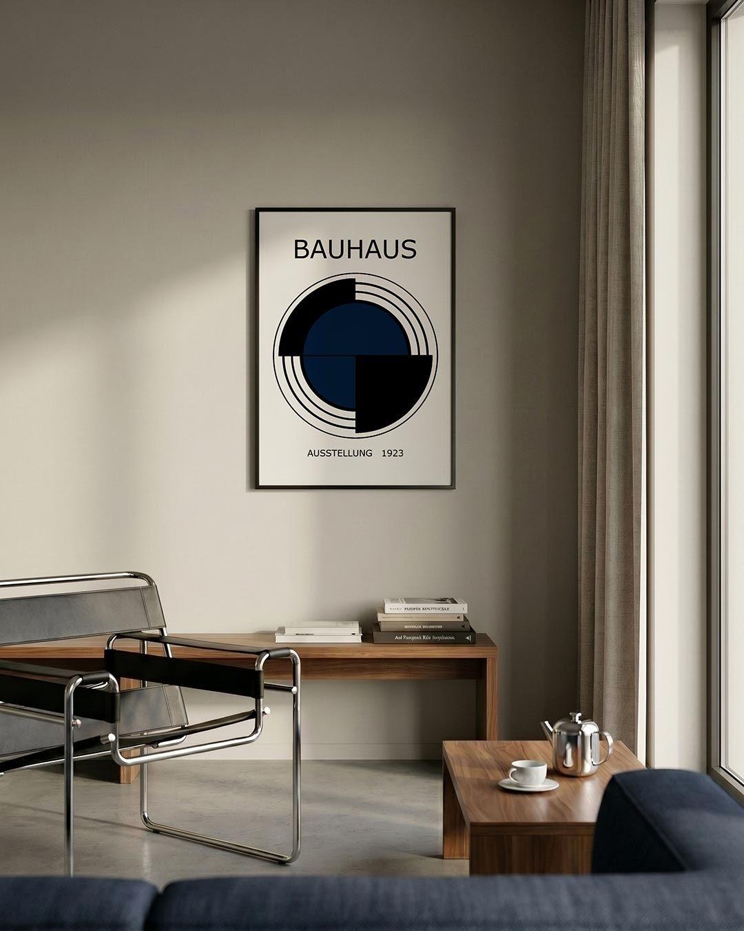 Cirkelstructuur en lijnen – staande Bauhaus poster voor aan de muur