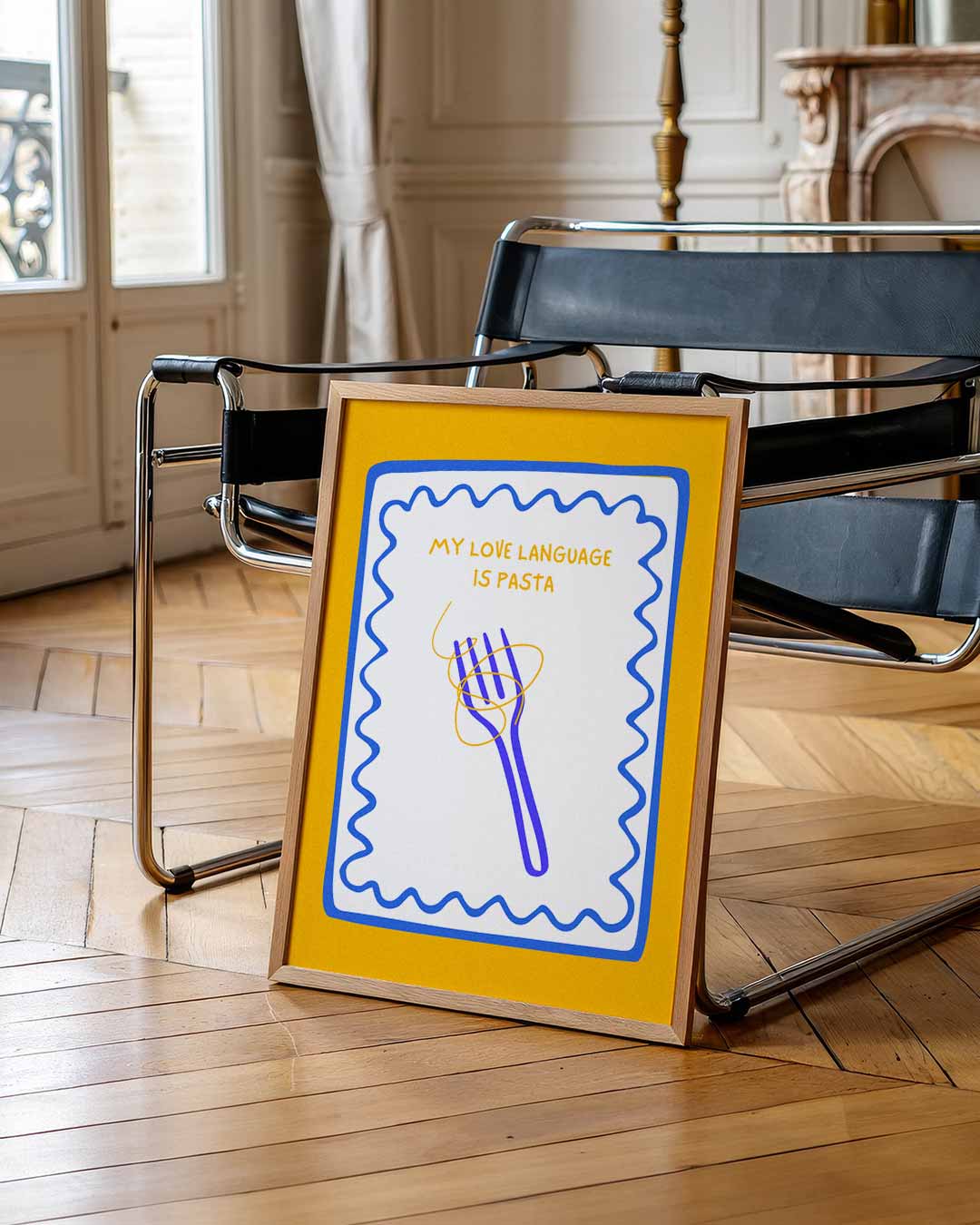 Pasta Liefde Taal – zomerse wandkunst als portret poster