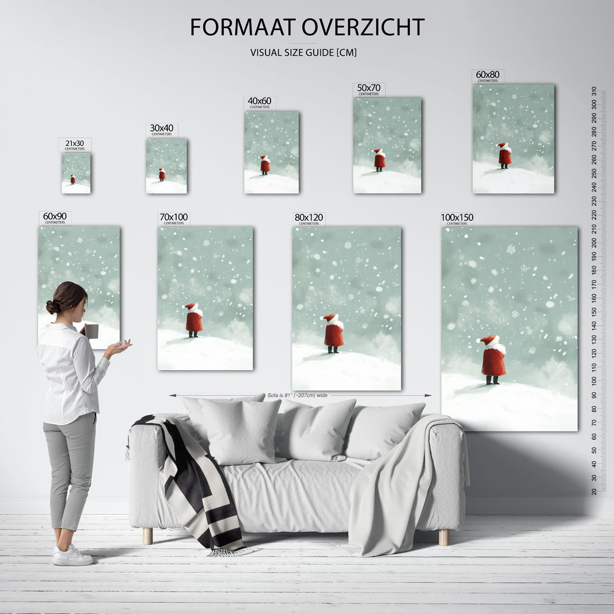 Sneeuwlandschap met figuur – staande muurposter voor de kinderkamer