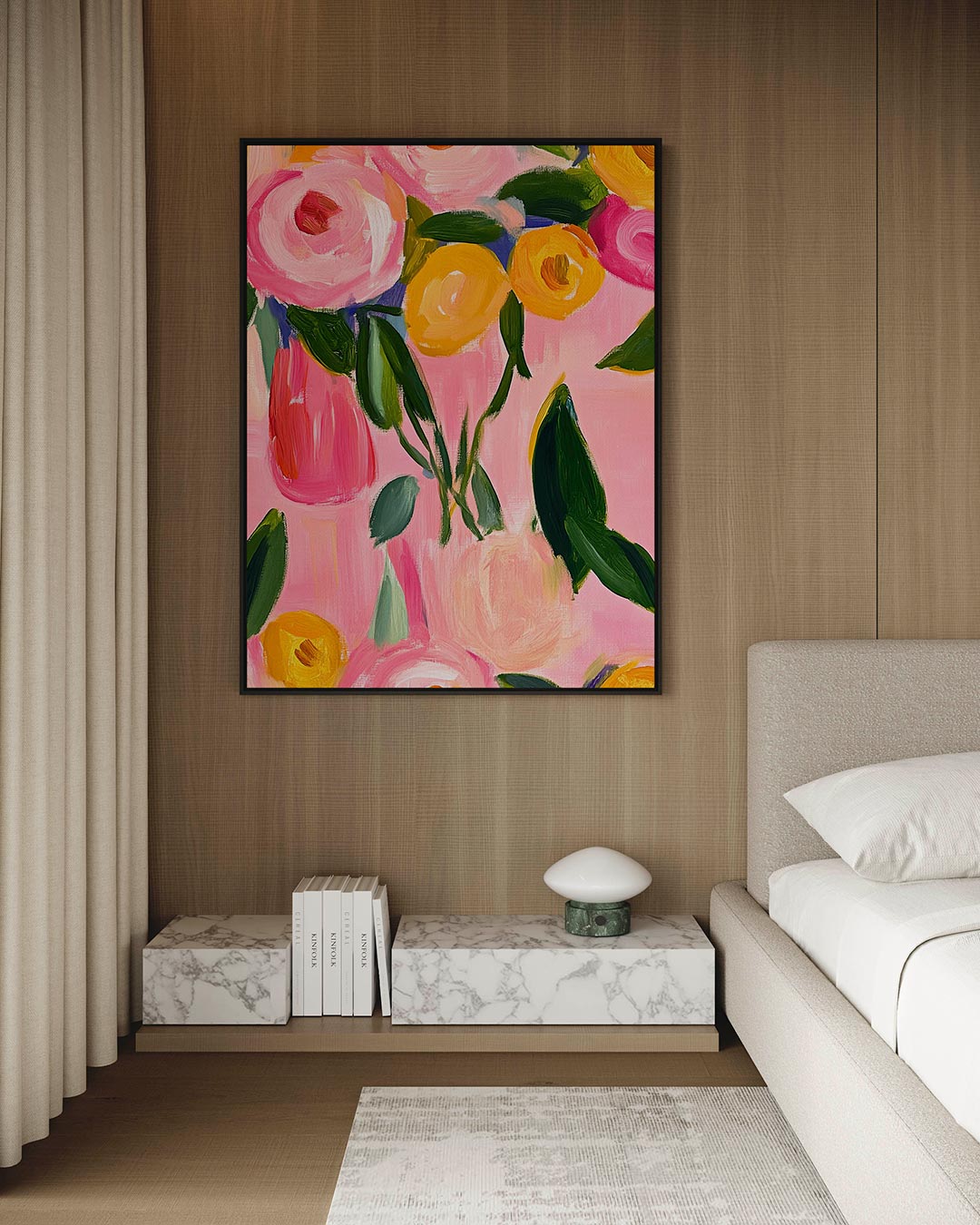 Bloemrijke kleurenexplosie – Roze – kunstwerk op canvas, dibond of plexiglas