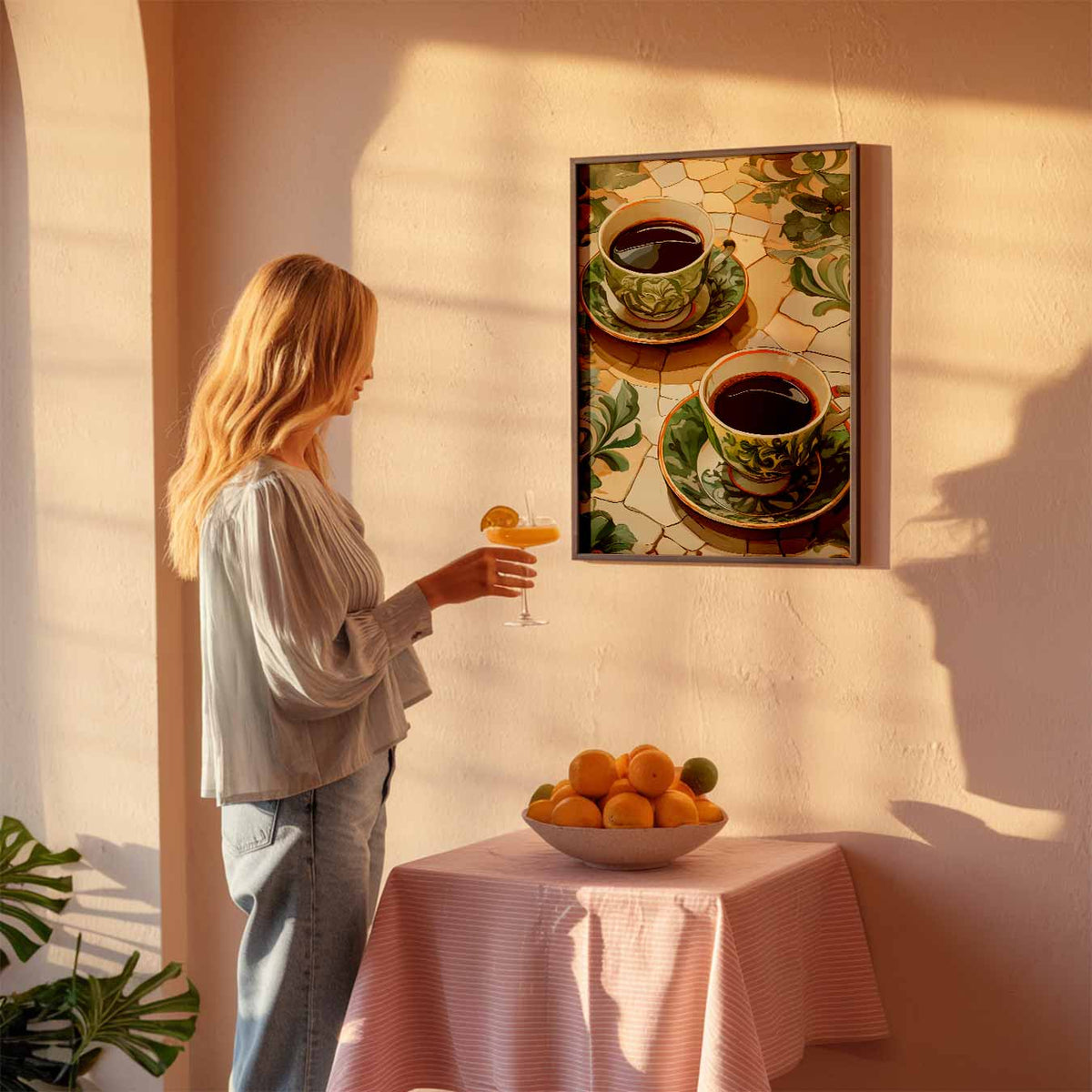 Sfeervolle Koffie Mozaïek – keuken poster als sfeervolle staande wanddecoratie