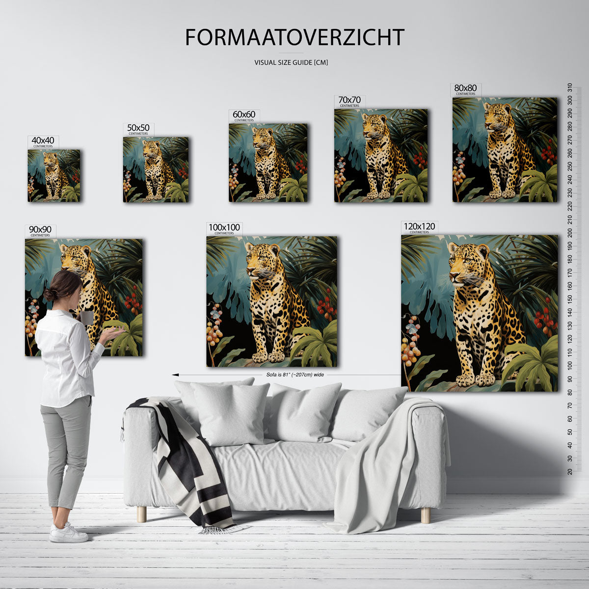 Luipaard in jungle – vierkante jungle wanddecoratie van WallArtistic