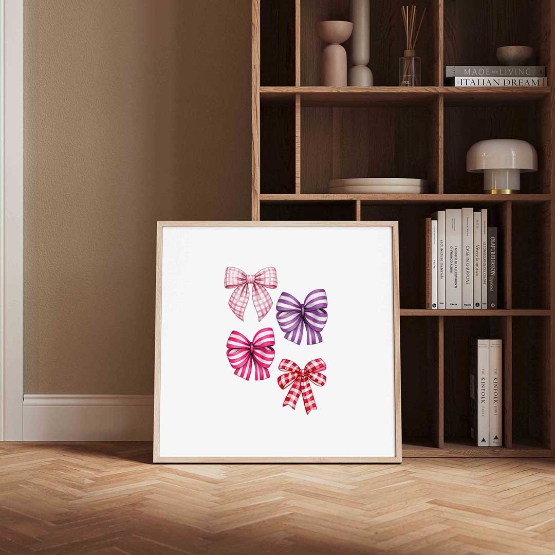Strikjes in pastel – kleurrijke Pop Art poster in vierkant formaat