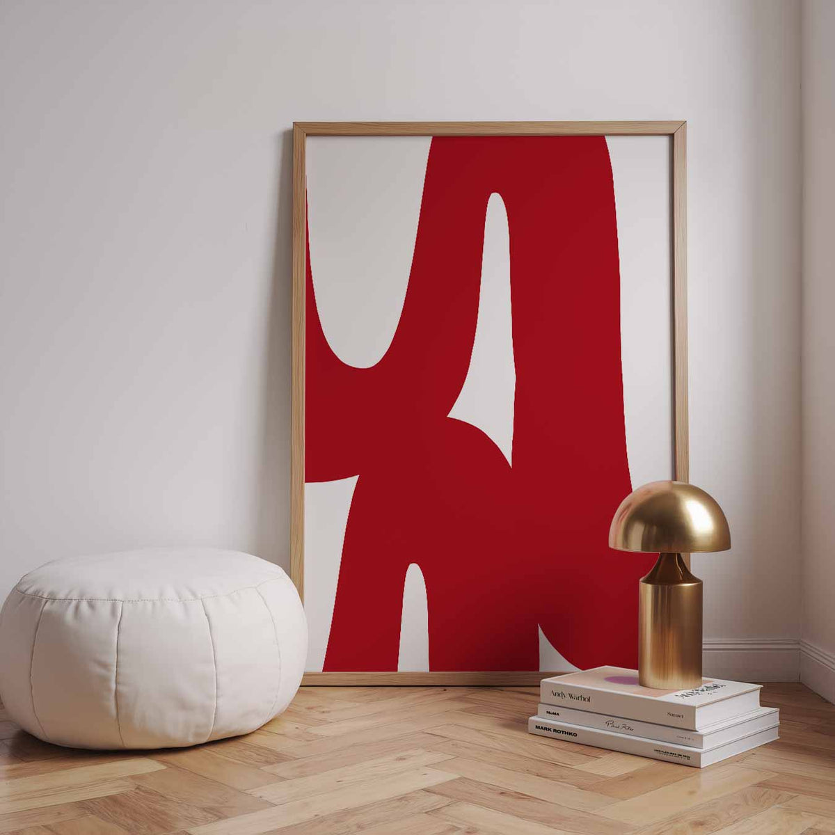 Stijlvolle Rode Abstracte – staande kleurrijke abstracte wanddecoratie van WallArtistic