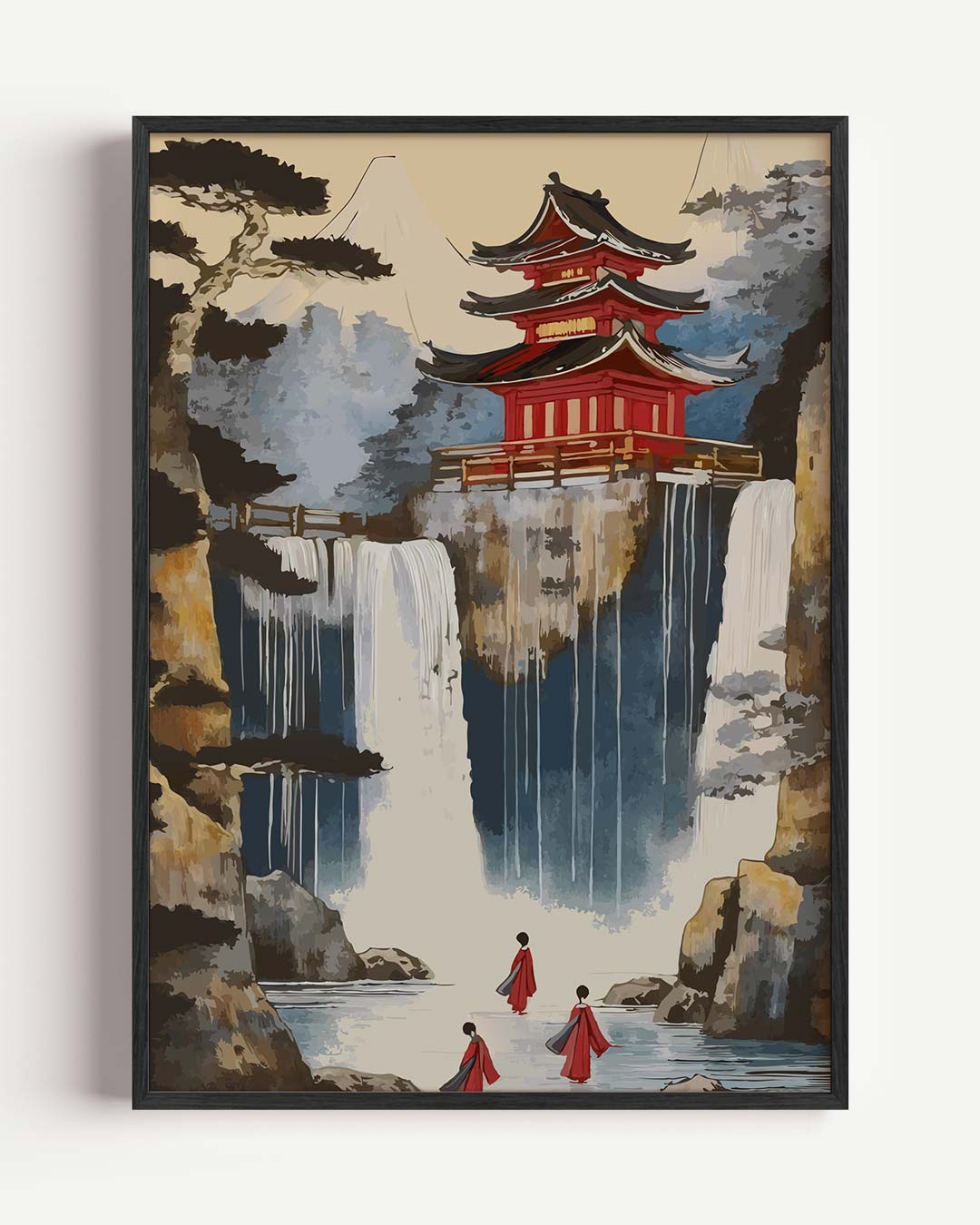 Japanse Waterval Tempel – zomer portret poster als wanddecoratie