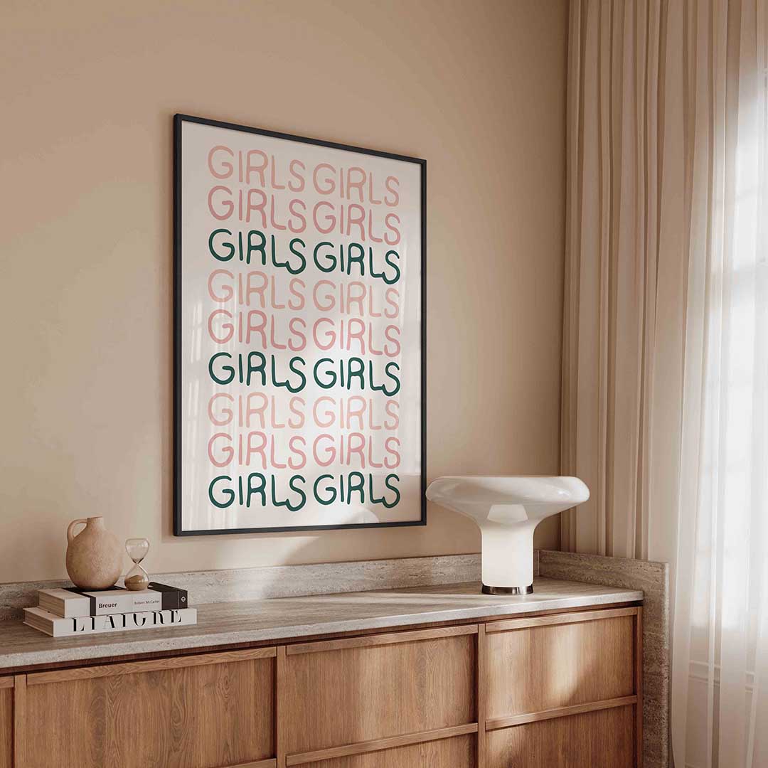 Meisjes herhaling – kleurrijke Pop Art poster in staand formaat