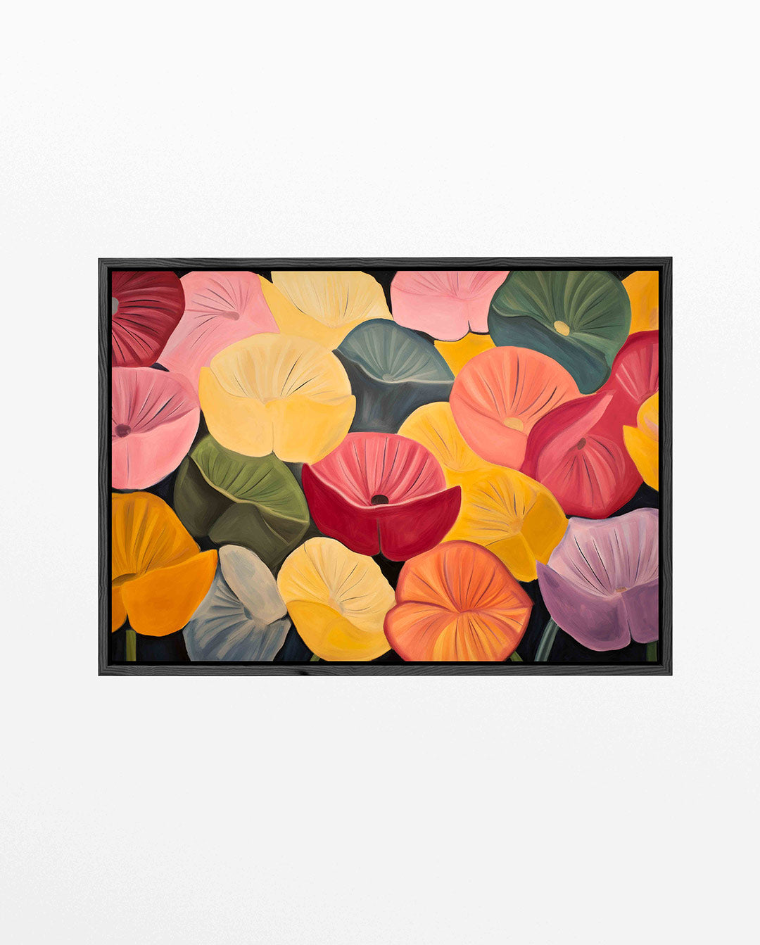 Kleurrijke bloemenvormen – liggend modern kunstwerk