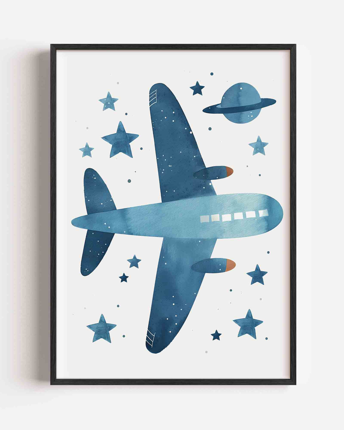 Vliegtuig en sterren – kids portret poster als wanddecoratie