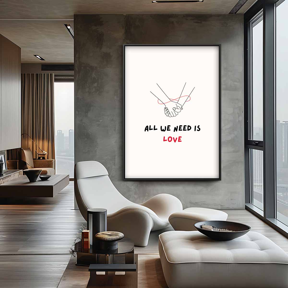 Hand in Hand Liefde Poster – staande wandkunst voor woonkamer of interieur