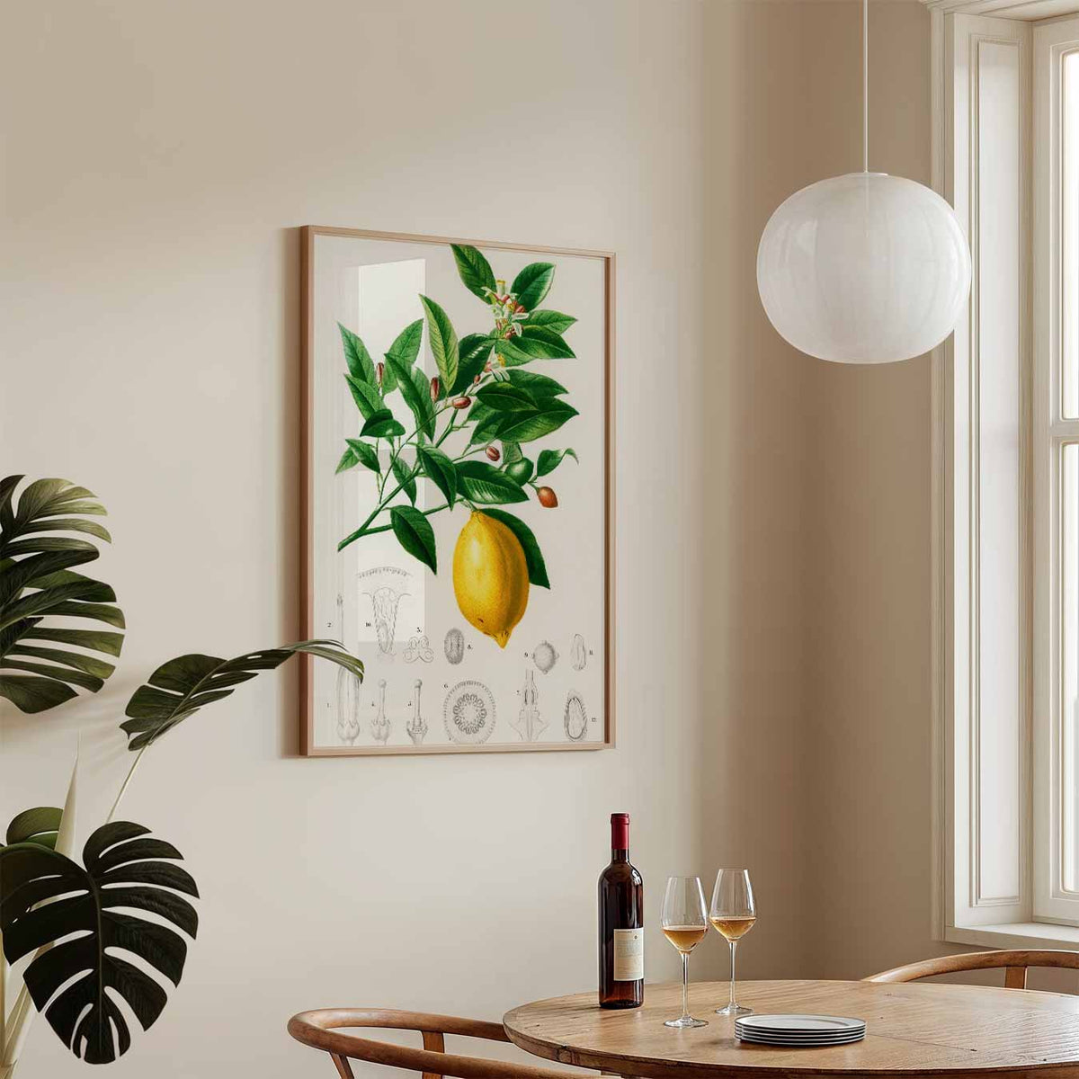 Botanische Citroen Illustratie – staande Popart wanddecoratie van WallArtistic