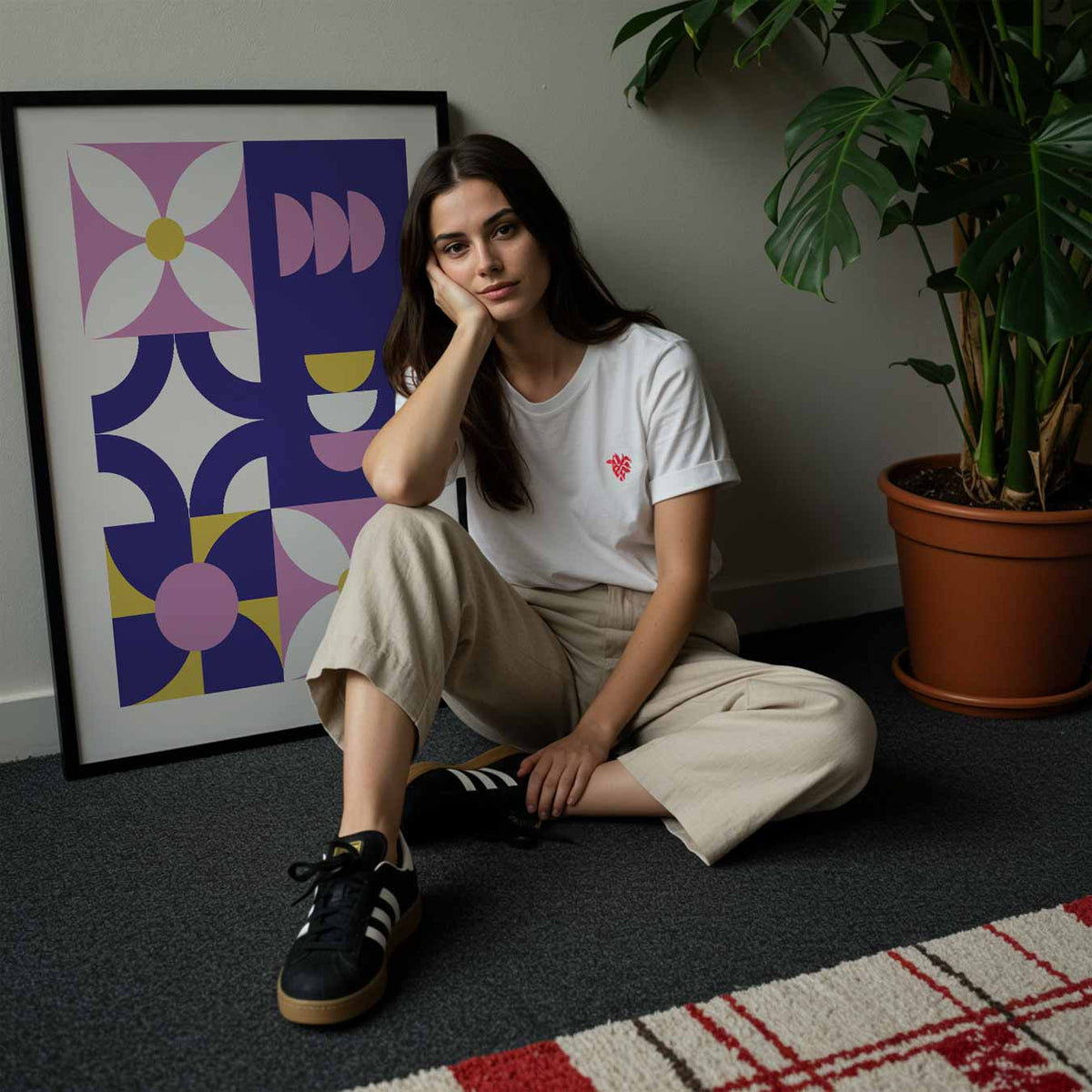 Moderne Retro Bloemenposter – abstracte wandkunst als portret poster