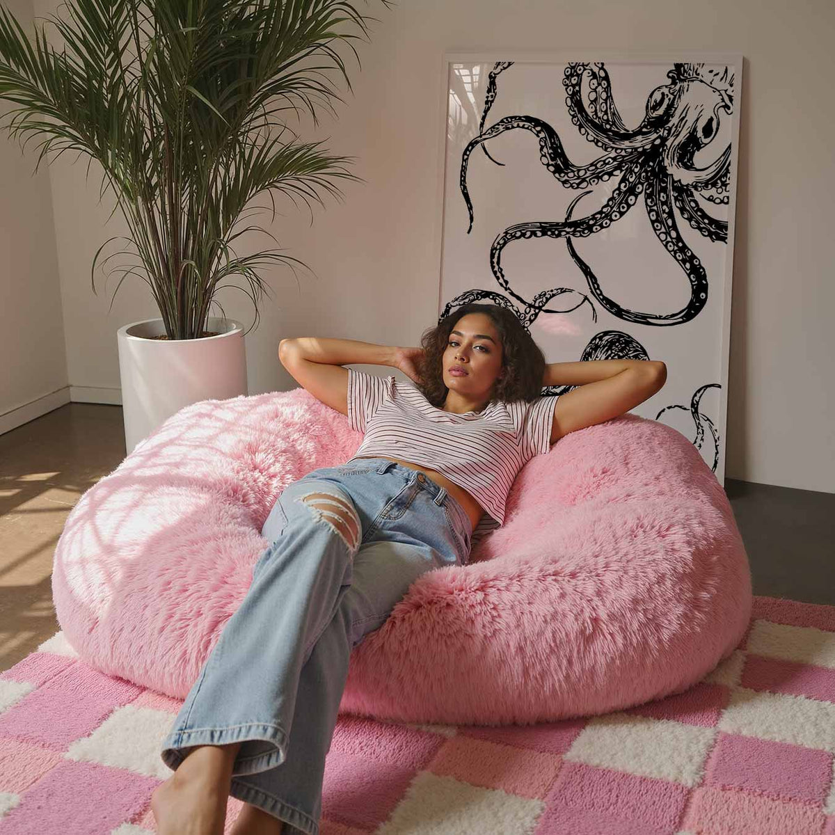 Octopus Elegantie – staande muurposter met zeedierenthema
