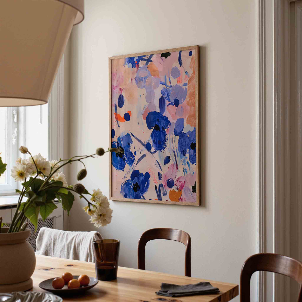 Abstracte bloemen – eigentijdse illustratie poster in staand formaat