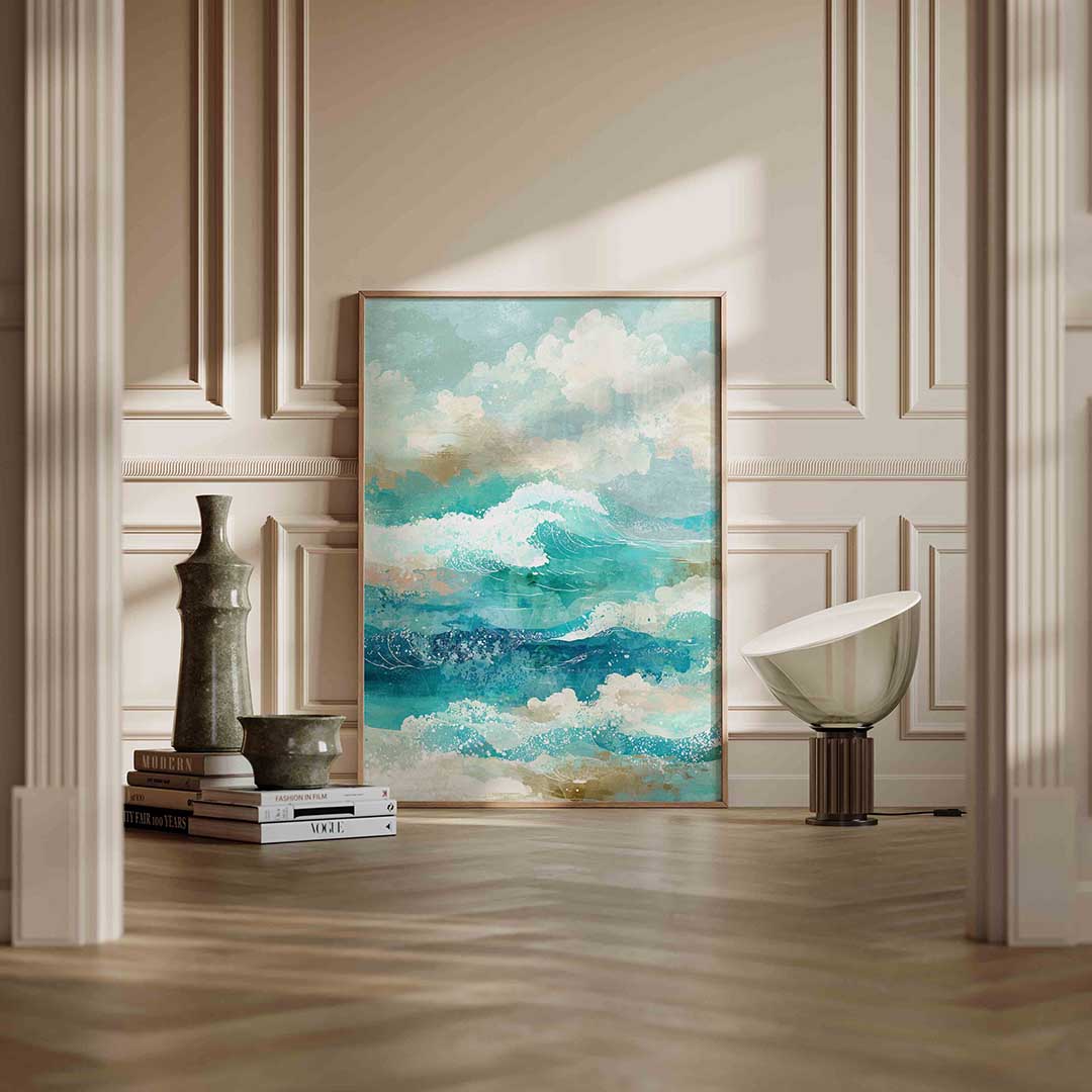 Golven en wolken – staande abstracte wanddecoratie van WallArtistic