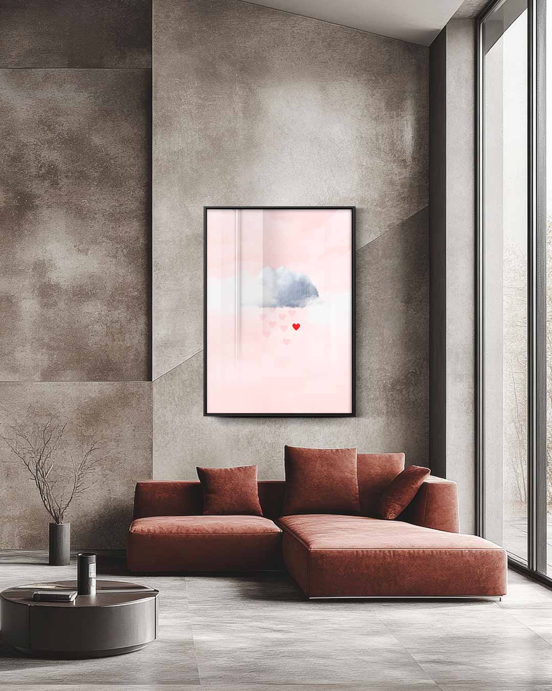 Luchtige Love Regen – staande wandkunst voor woonkamer of interieur